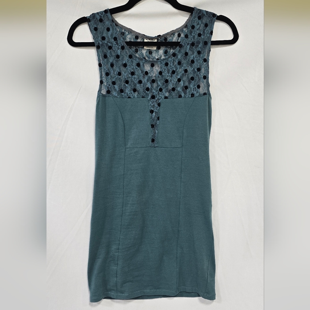 Intimately Free People women XS teal‎ Blue bodycon mini dress, sleeveless, lace